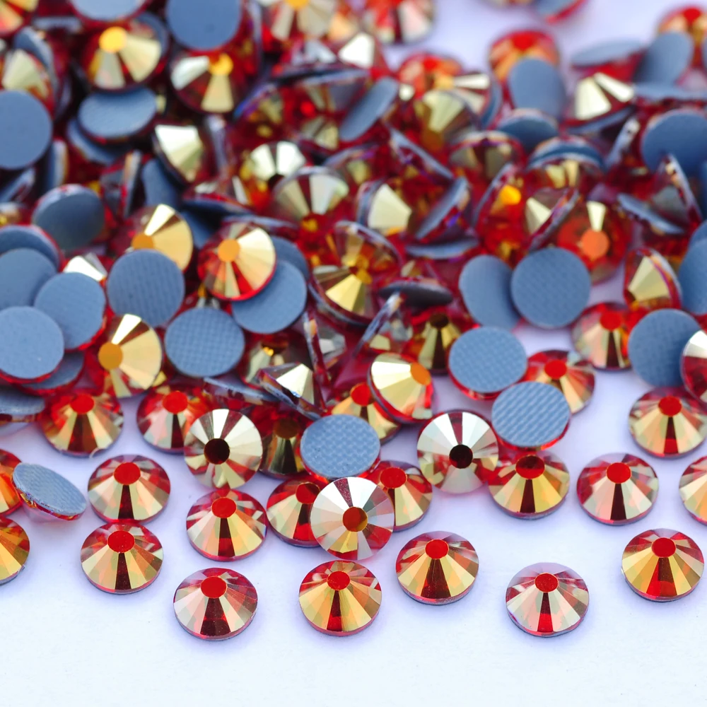DIY Rhinestones Light Siam AB Glue Back Iron-On SS16-SS30 for Garment Decoration Apparel Clothing Accessories