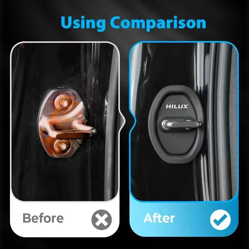 4-piece Hilux car door lock protection cover, stylish design, reduces door closing noise, beautiful car