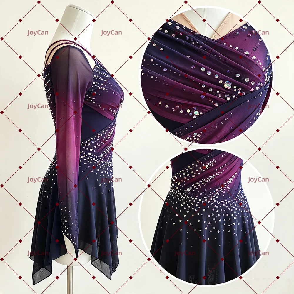 JoyCan Ice Figure  Skating  Dress Girls Optional colors Spandex Stretchy Mesh Competition Dance Wear Customized  JC878