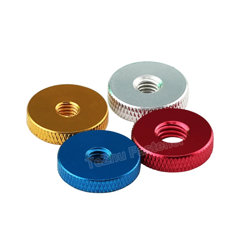 2pcs M3 M4 M5 M6 Aluminum Flat Small Thin Thumb Nuts Knurled Manual Hand Tighten Nut Screws Bolts Cap Cover Anodizing Fasteners image 3