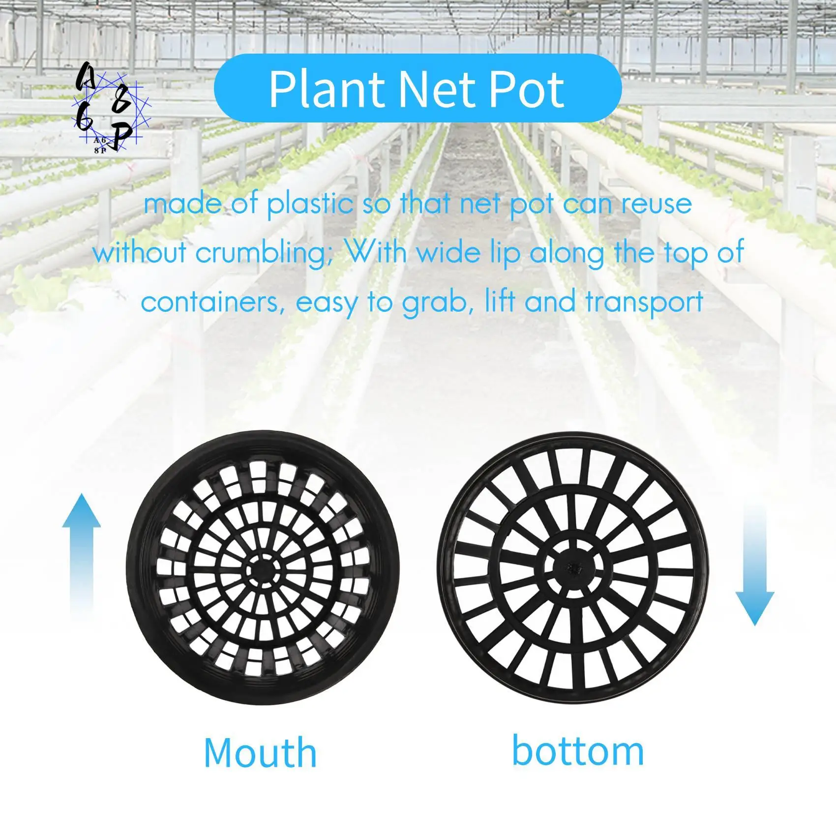 A68P-15 Pack 4 Inch Net Cups Slotted Mesh Wide Lip Filter Plant Net Pot Bucket Basket For Hydroponics
