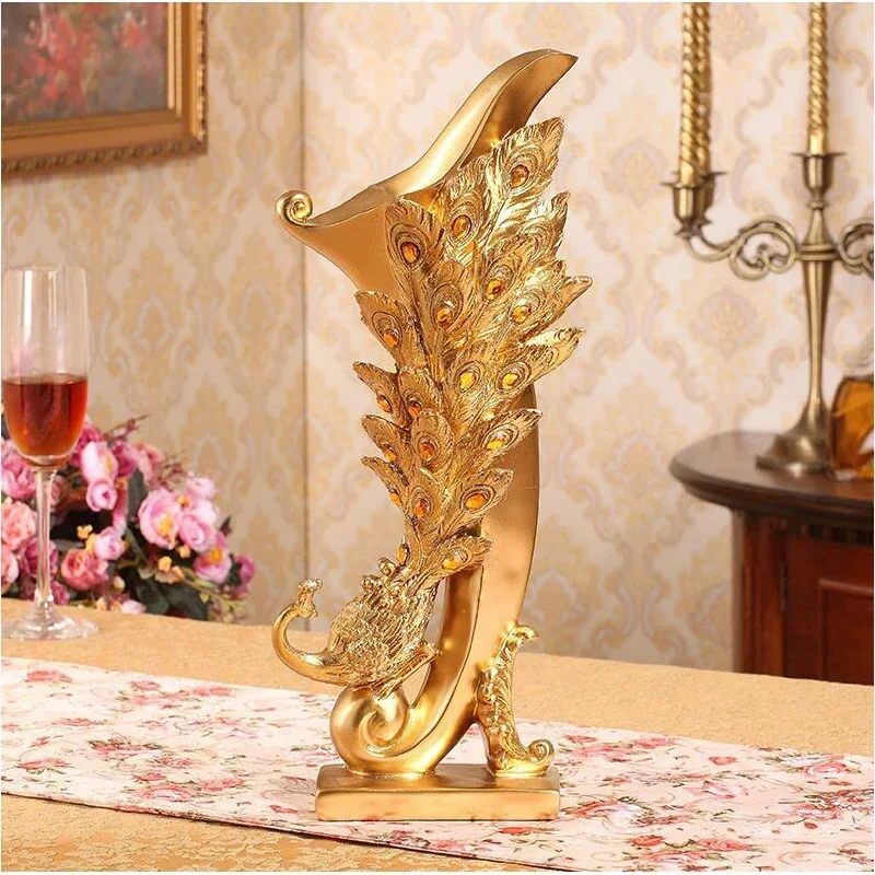 

Modern Resin Peacocks Vase Figurines Crafts Decor Home Decoration Table Flower Pot Statue Office Desk Animal Sculpture Ornaments