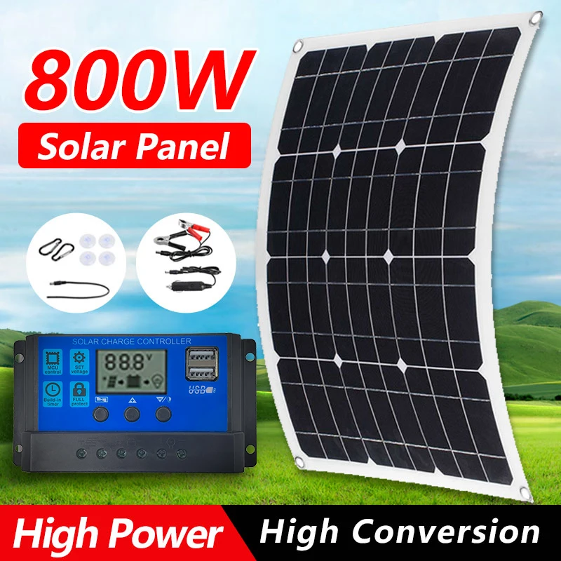 18V Flexible Solar Panel With 800W Capacity Waterproof Monocrystalline Silicon Solar Panel  Home And Outdoor Camping Polar Cells