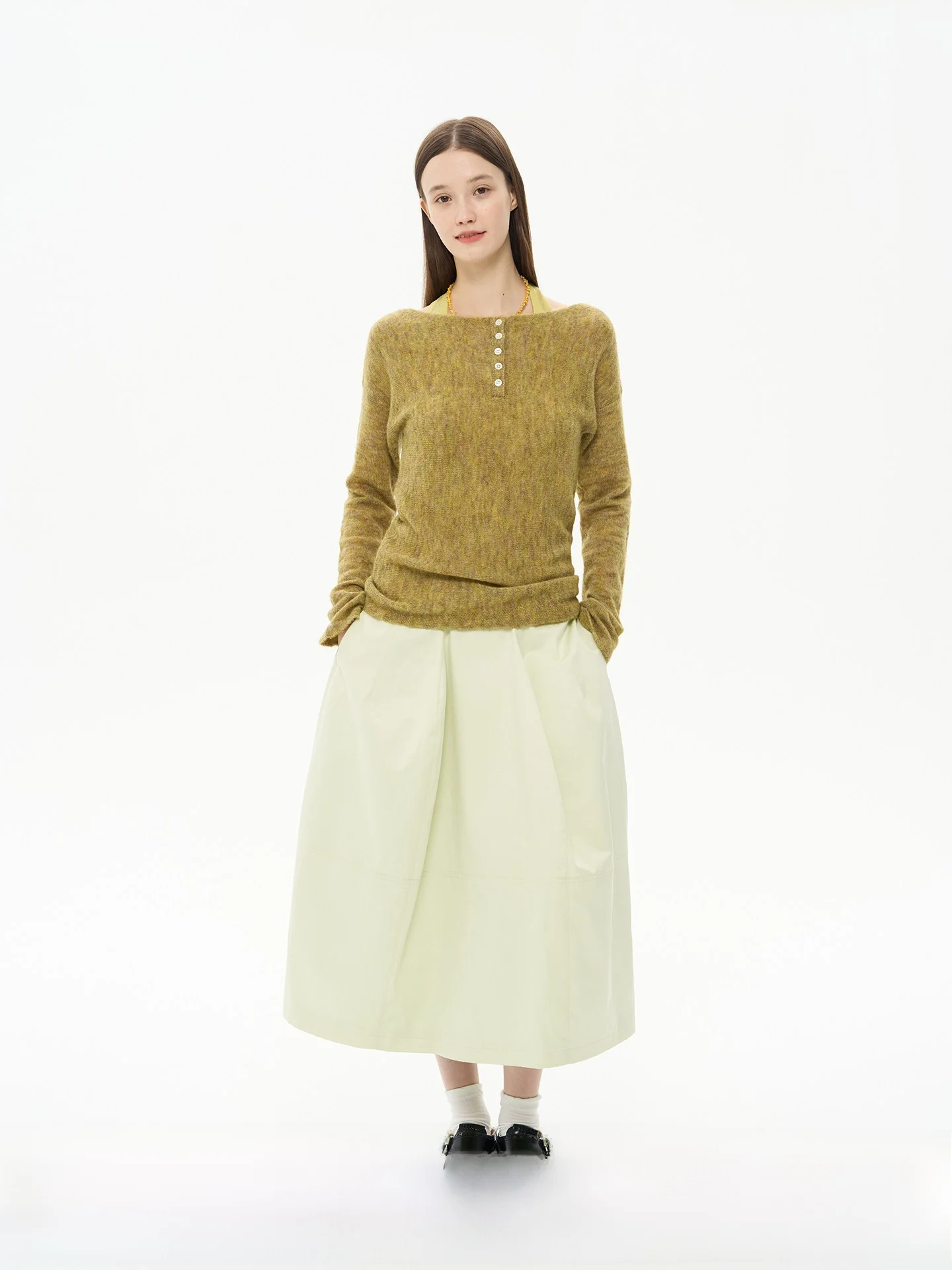 

Элегантная атласная плиссированная юбка-бутон, универсальная длинная юбка-солнце, 3D-формованная, с завышенной талией, из шелковистого хлопка