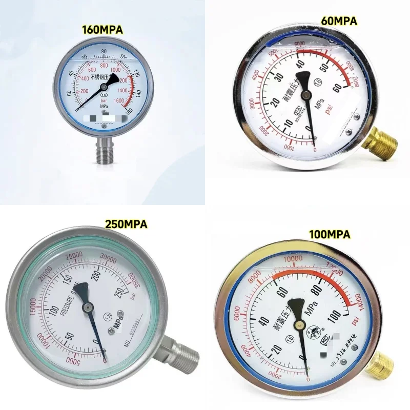 

60 МПа 70 МПа 100 МПа 160 МПа 250 МПа 400 МПа Винт M20X1,5 Гидравлический манометр высокого давления Масло Дизельный насос Инструменты для ремонта