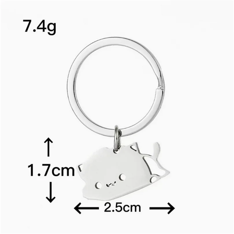 1/2 قطعة سلسلة المفاتيح القط لطيف الفولاذ المقاوم للصدأ كيرينغ زوجين عاشق Bestie الحيوان مطابقة كيرينغ المعلقات هدية عيد الحب #3