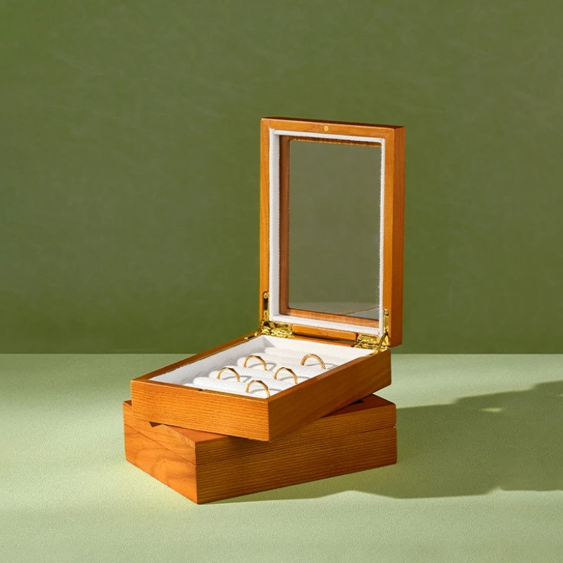 Solid Wood Jewelry Trays Ring Earring Storage Transparent Trays Acrylic Display Case Exclusive Use Home Decor Plateaux ZY40TP