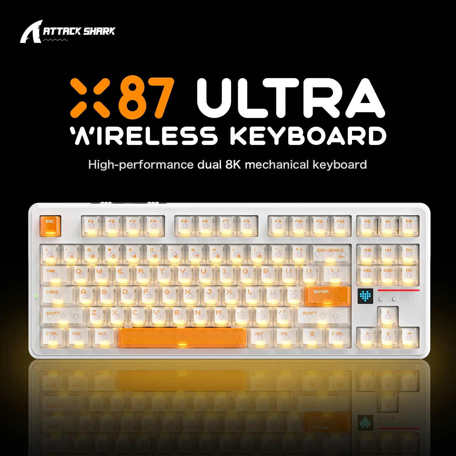 ATTACK SHARK X87 ULTRA Tri-Mode Mechanical Keyboard 8K Polling Rate RGB Gaming Keyboard with 7x7 Matrix Screen