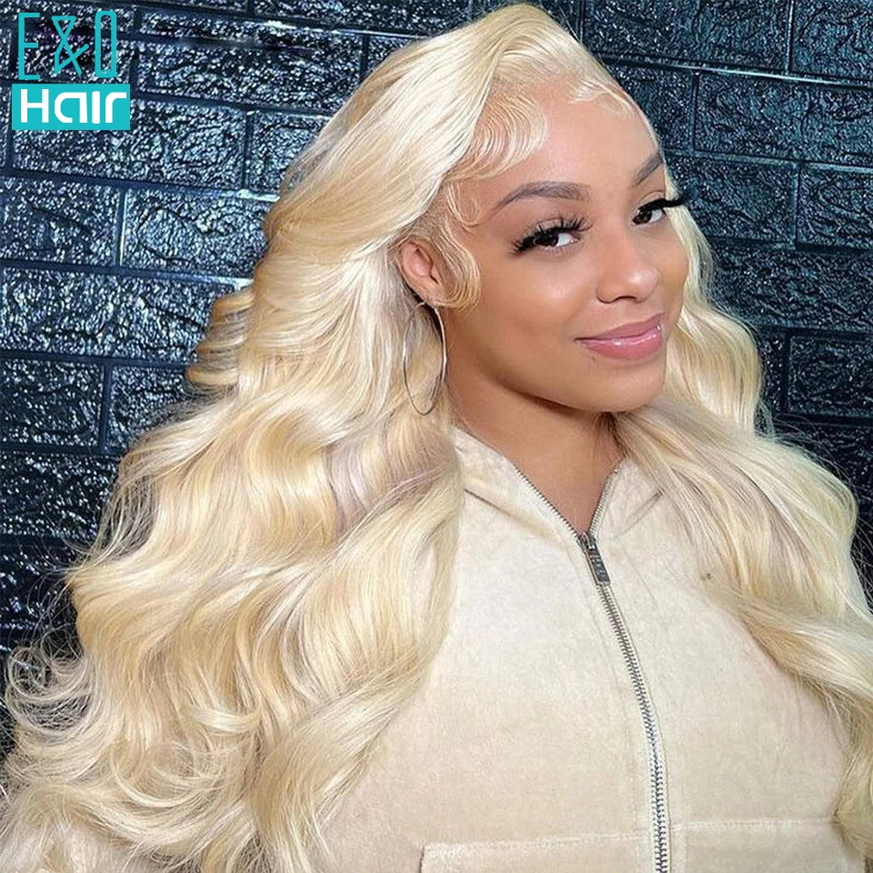 E&Q 13x6 613 Honey Blonde Lace Front Human Hair Wigs For Women Peruvian Remy Hair 36 Inch Transparent 13x4 Straight Frontal Wig