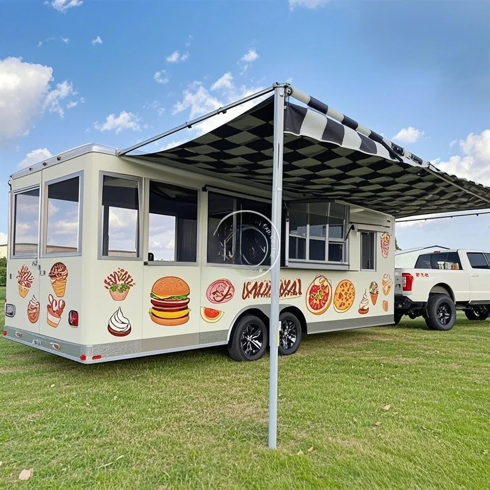 Catering Fully Equipped Taco Truck Mobile Kitchen Ice Cream Cart BBQ Trailers Food Trailer Cheap Food Truck With Full Kitchen