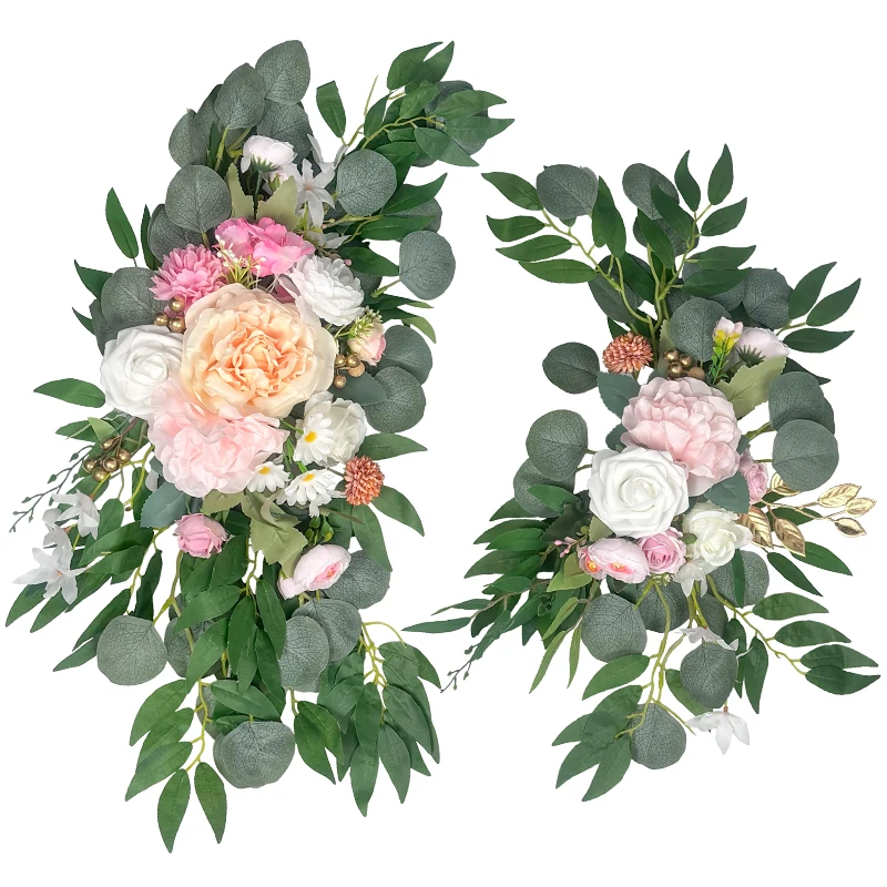 

2pc Rose Artificial Flower Wedding Arch Flower Arrangement Country Wedding Ceremony Floral Garland Reception Backdrop Decoration