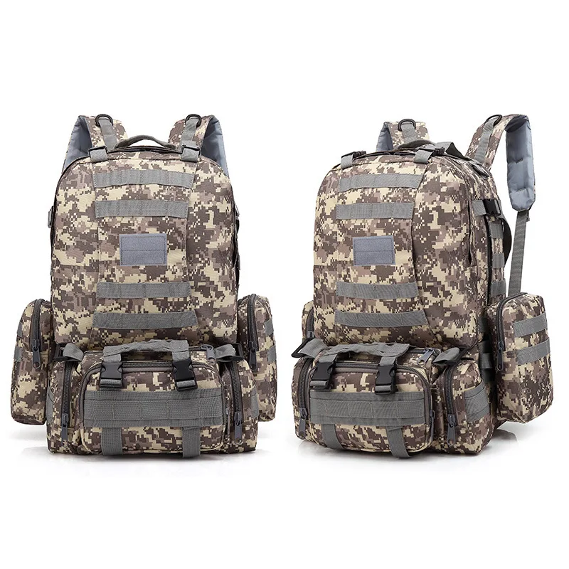 50L Detachable Combination Outdoor Backpack Waterproof Oxford Fabric Hiking Hunting Camping Travel Tactical Sports Rucksack