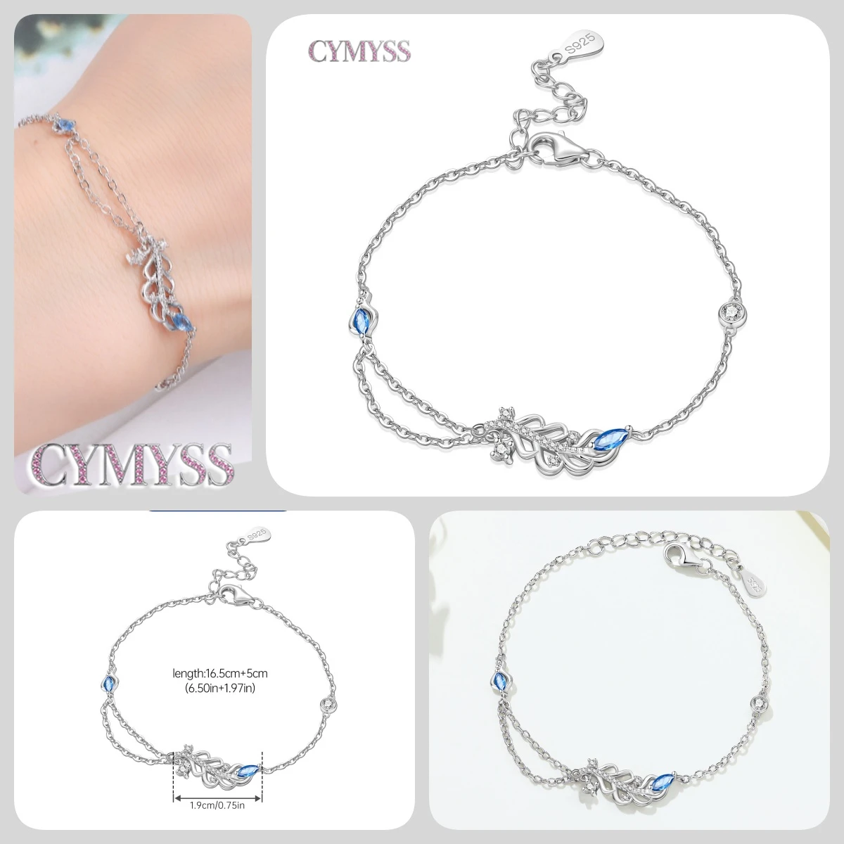 Zierliches Tennisarmband aus 925er Sterlingsilber mit Schmetterlingsanhänger und eingelegtem Zirkonia, edler Schmuck für Frauen, Hochzeits- und Geburtstagsgeschenk – Detail 37