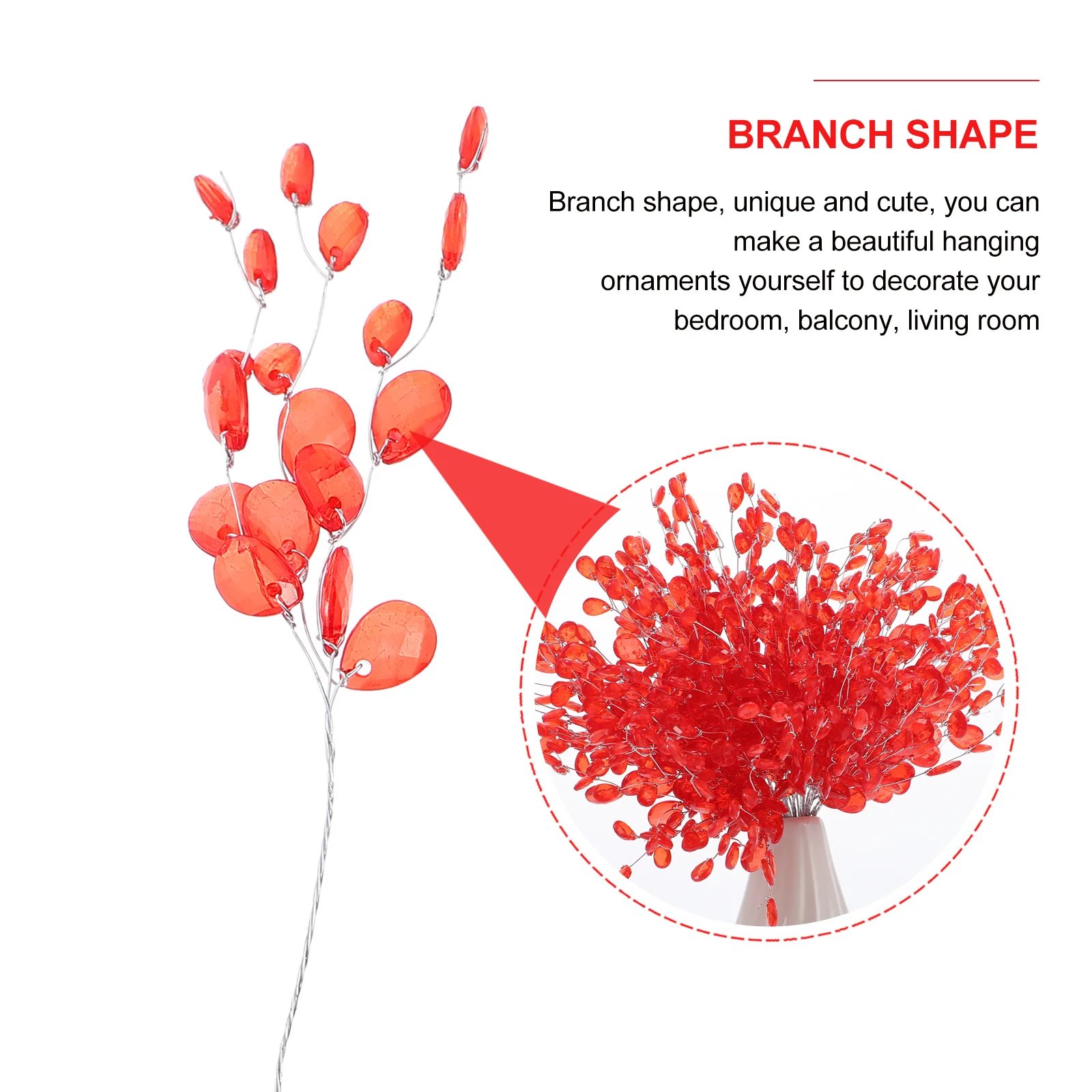 

50pcs Simulation Flower Branches Acrylic Bead Flowers For Hair Decoration Wedding Party Decor Bouquet Adornment Craft