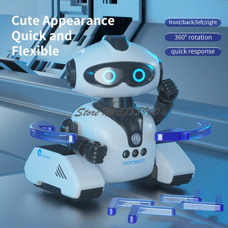 Hand DIY Touch Sense MINI RC Robot 50Mins One Key Demo Smart Program Dynamic Music Head Rotate Parent-Child Remote Control Robot