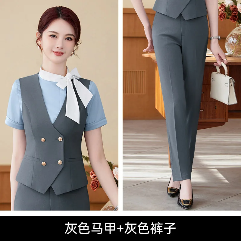 Set gilet professionale da donna, elegante set di gonne professionali per l'uniforme da lavoro della reception del cassiere dell'assistente dell'hotel