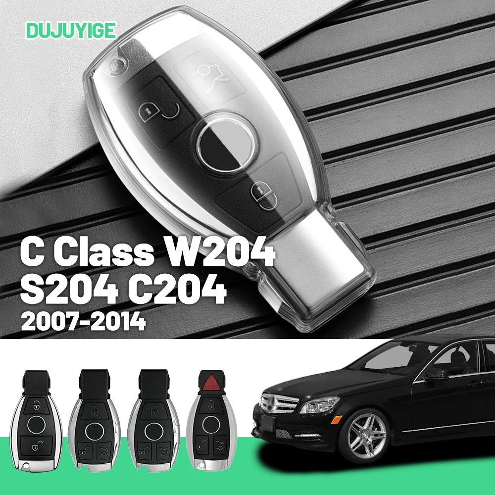 

Прозрачный чехол для автомобильного ключа из ТПУ для Mercedes-Benz C Class W204 S204 C204 2007-2014, защитный чехол для ключа, автоаксессуары 2008