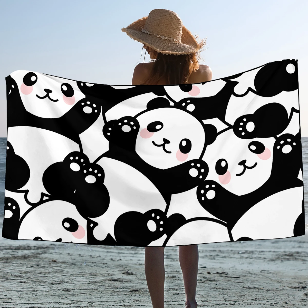 BeddingOutlet Panda Bath Towel Bathroom Microfiber Cartoon Beach Towel Animal Kids Teen Shower Towel Summer Blanket Toalla