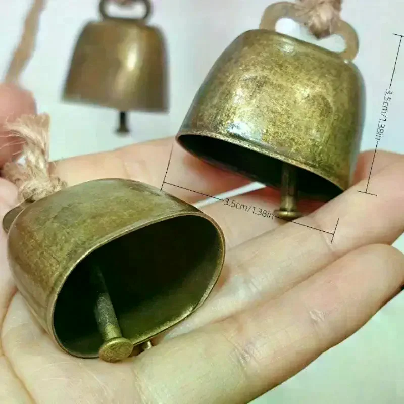 Bells Jingle Loud Hanging Ornament Copper Christmas Xmas Cow and Sheep Pet Decoration with Hemp Rope