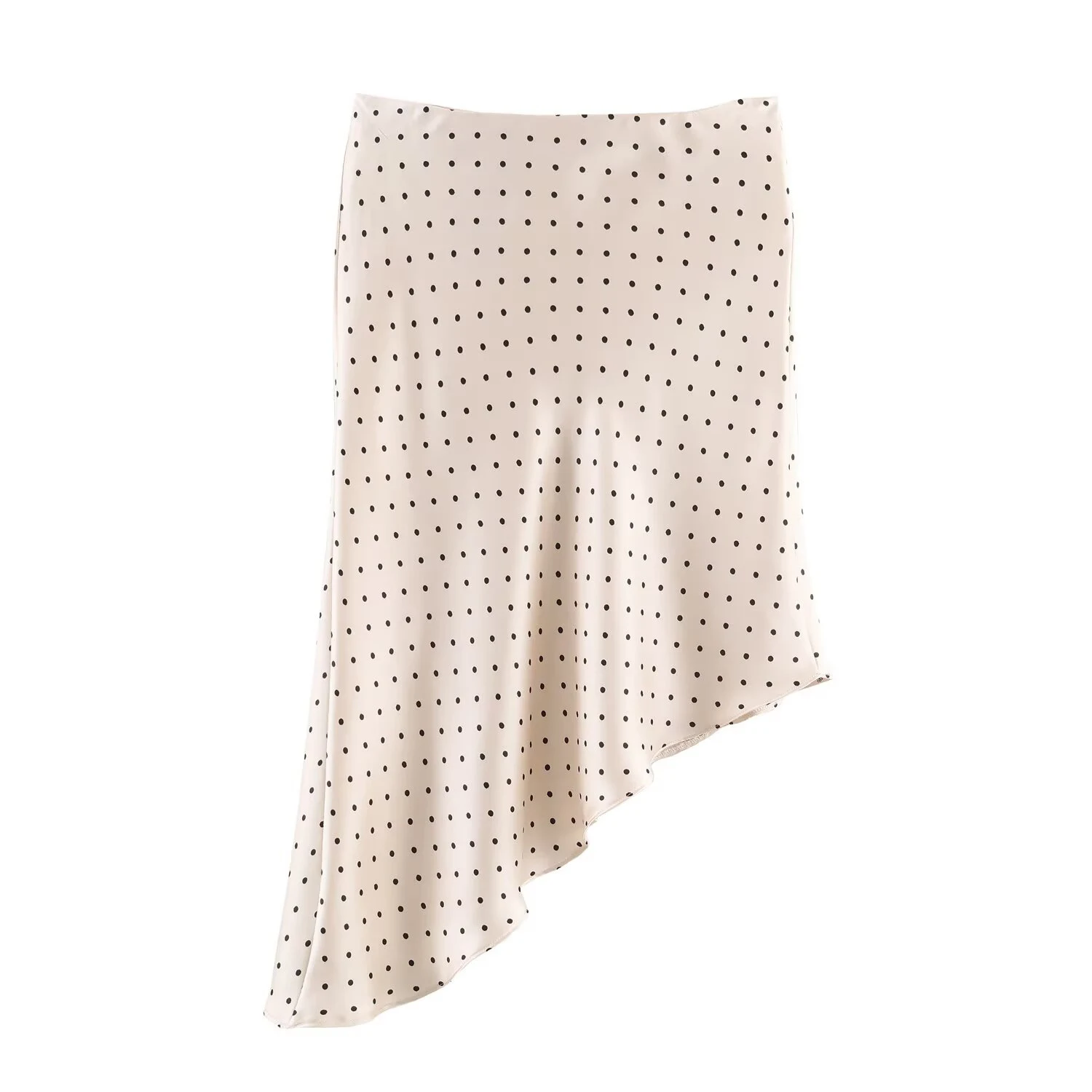 High end French satin texture irregular polka dot midi skirt for women's summer new style hanging A-line skirt small stature