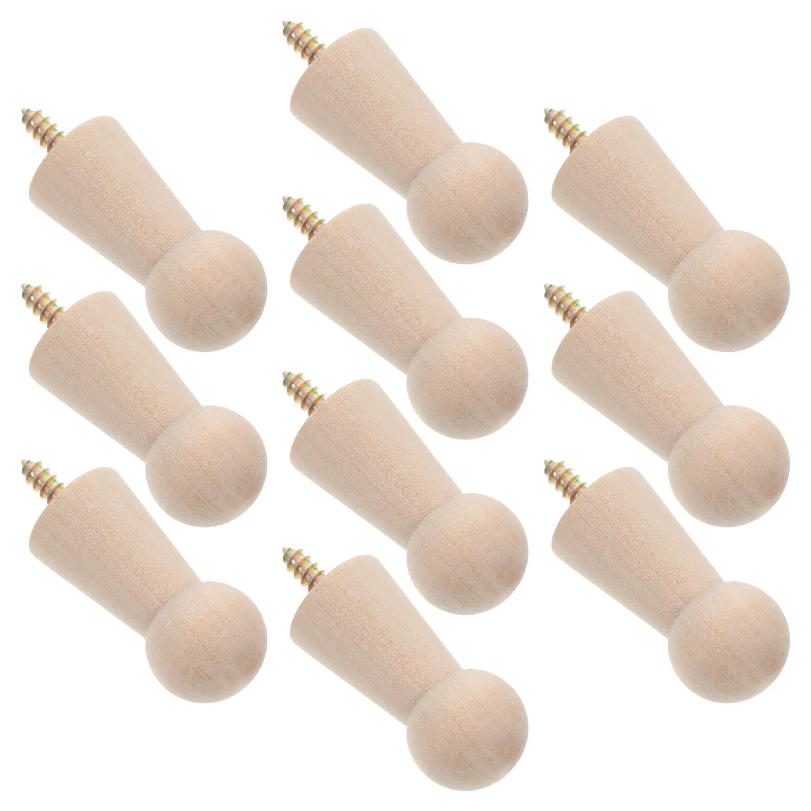 

10 Pcs Wooden Coat Hook Towel Racks for Bathroom Door Hanger Jewelry Hooks Solid Wall