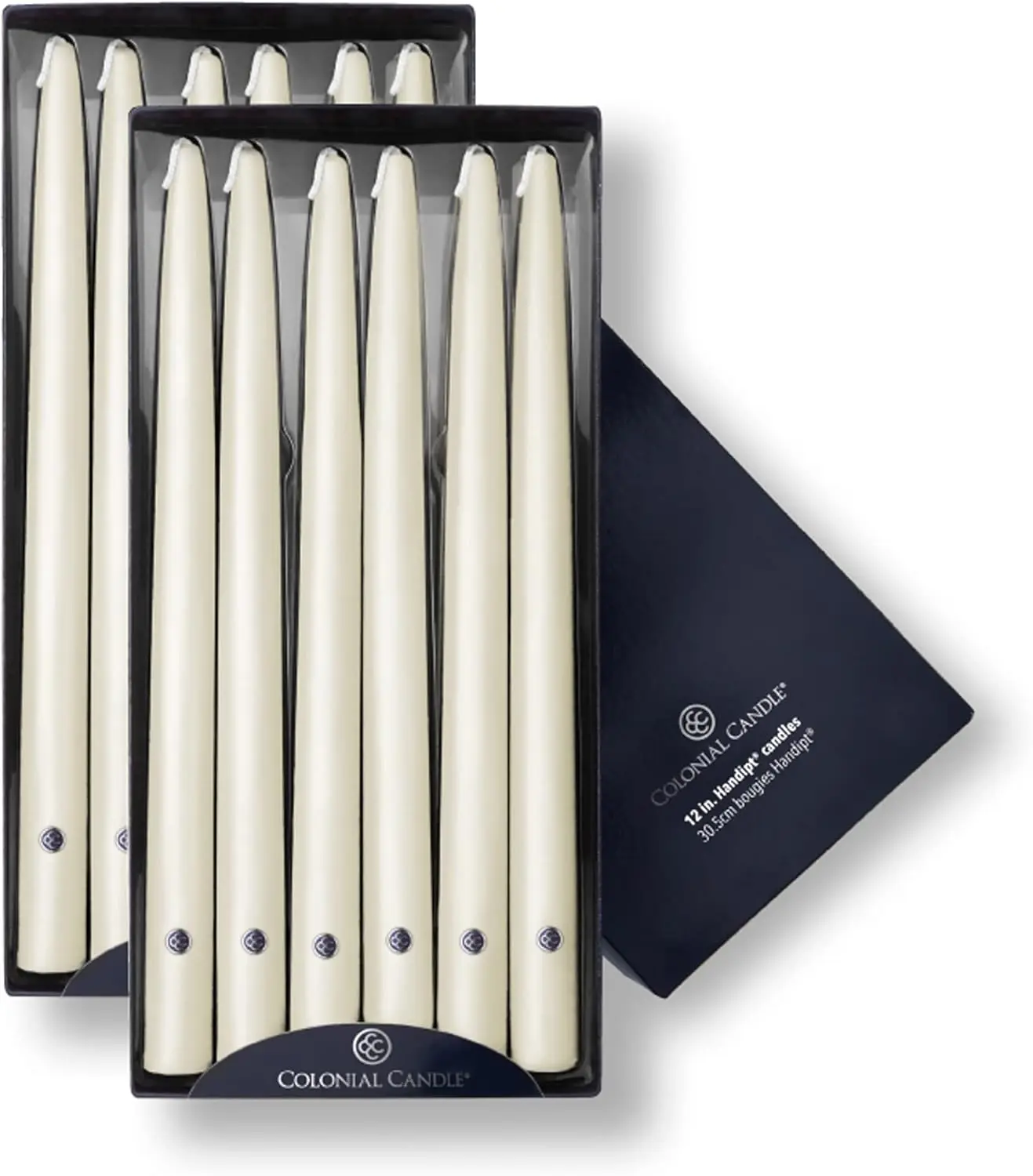 Velas Cónicas de Color Marfil Sin Aroma, Hechas a Mano, 12 Pulgadas de Largo, Paquete de 12 con un Tiempo de Quemado de Hasta 10 Horas