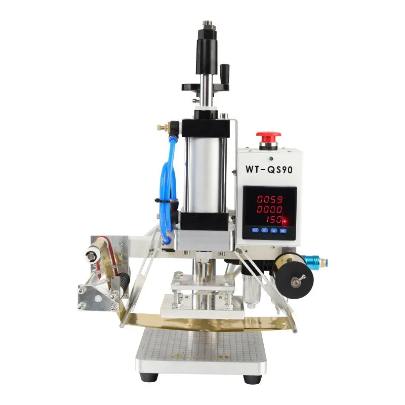 WTOS90 Logo Pneumatic Hot Stamping Machine Heat Transfer Automatic Paper Rewind Brand New Digital Display U-Shaped Heating Plate