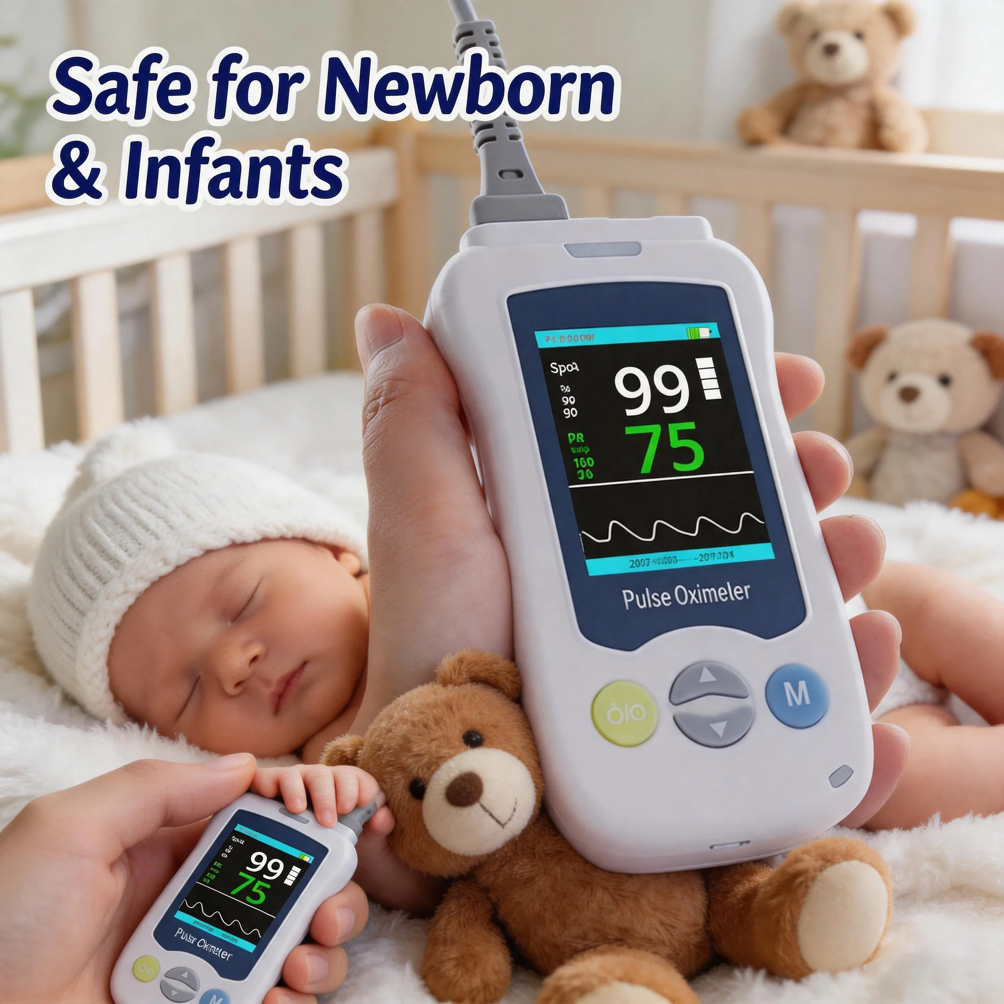 JianYouCare Handheld Pulse Oximeter Newborn Baby Child Adult Neonatal Oximetro De Pulso Finger Pediatrico Clinic Alarm Reminder