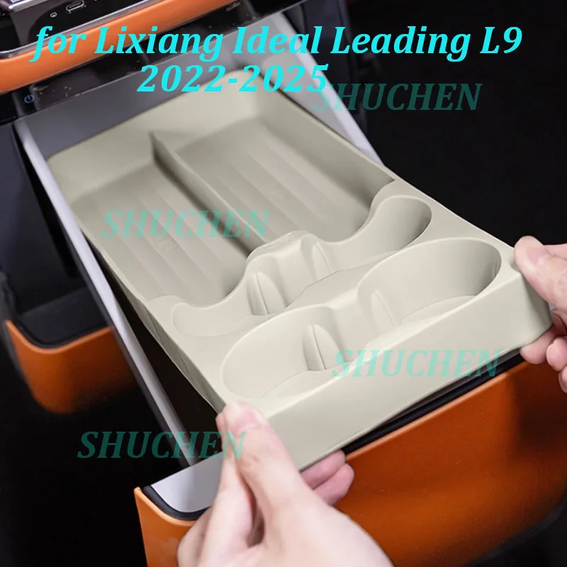 

Car Refrigerator Silicone Storage Box for Lixiang Ideal L9 2022-2025 Drinks Holder Fixed Grid Non-slip Box Interior Accessories