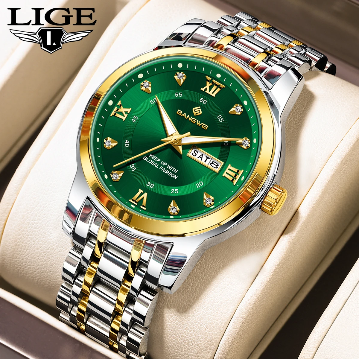 New LIGE Luxury Brand Man Watch Waterproof Luminous Date Week Men's Quartz Wristwatch Stainless Steel Fashion Sports Men Watches