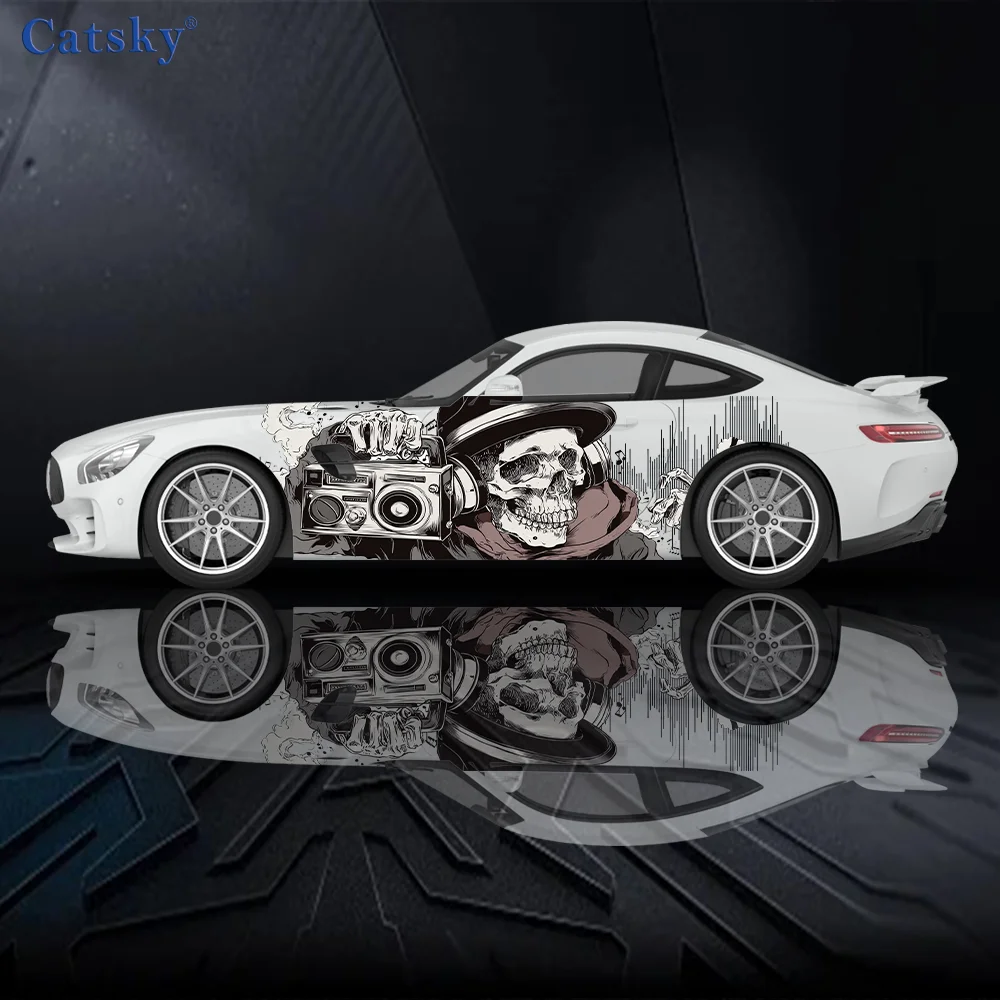 

Skeleton People Music Car Vinyl Wraps Decal Self-adhesive PVC Sticker Suitable for Trucks SUV Decoration Auto Accessories Gift