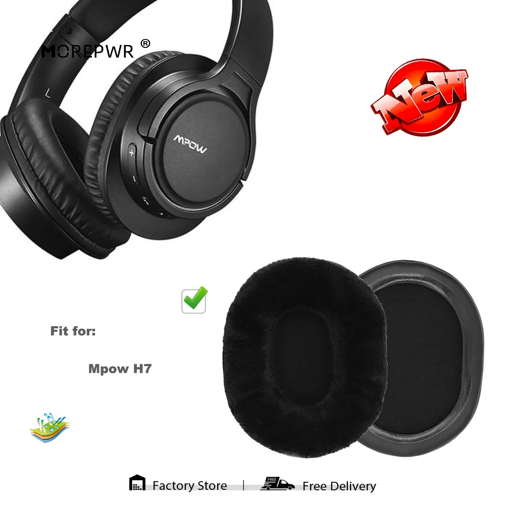 Morepwr Replacement Ear Pads for Mpow H7 Headset Parts Leather Cushion Velvet Earmuff Earphone Sleeve Cover
