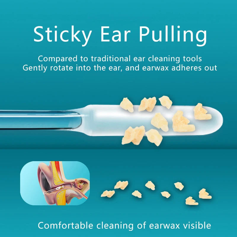 20Pcs Upgrade Strong Adhesion Sticky Ear Pick Adhesive Ear Cleaner For Ear Cleaning Reusable Sticky Ear Sticks For Child Adult~