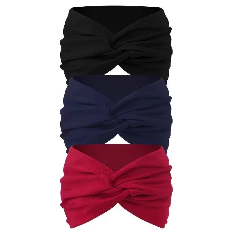 3 Stück breite Haarbänder für Damen, aus elastischem, einfarbigem Material, rutschfestes Haaraccessoire für Sport und Bewegung, vielseitiges Accessoire. – Detail 8