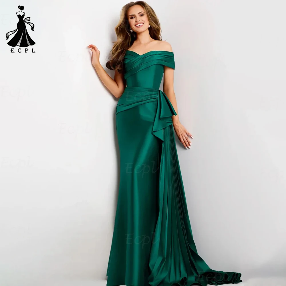

Ecpl Sweetheart Off Shoulder Evenning Dresses Simple Satin Mermaid Party Gowns 2025 Backless Short Sleeves платья выпу