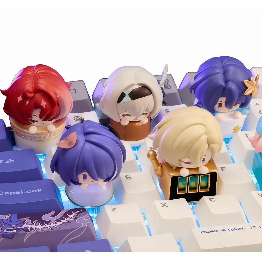 Honkai Star Rail Cute Character Keycap Decor Desktop Ornament Game Character Decor for Mechanical Keyboard Display Collection