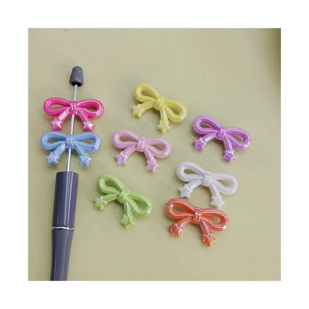 Aurora Effect DIY Beads Bowknot Shape Acrylic Beads For Hand Made Pen Jewelry Findings Components