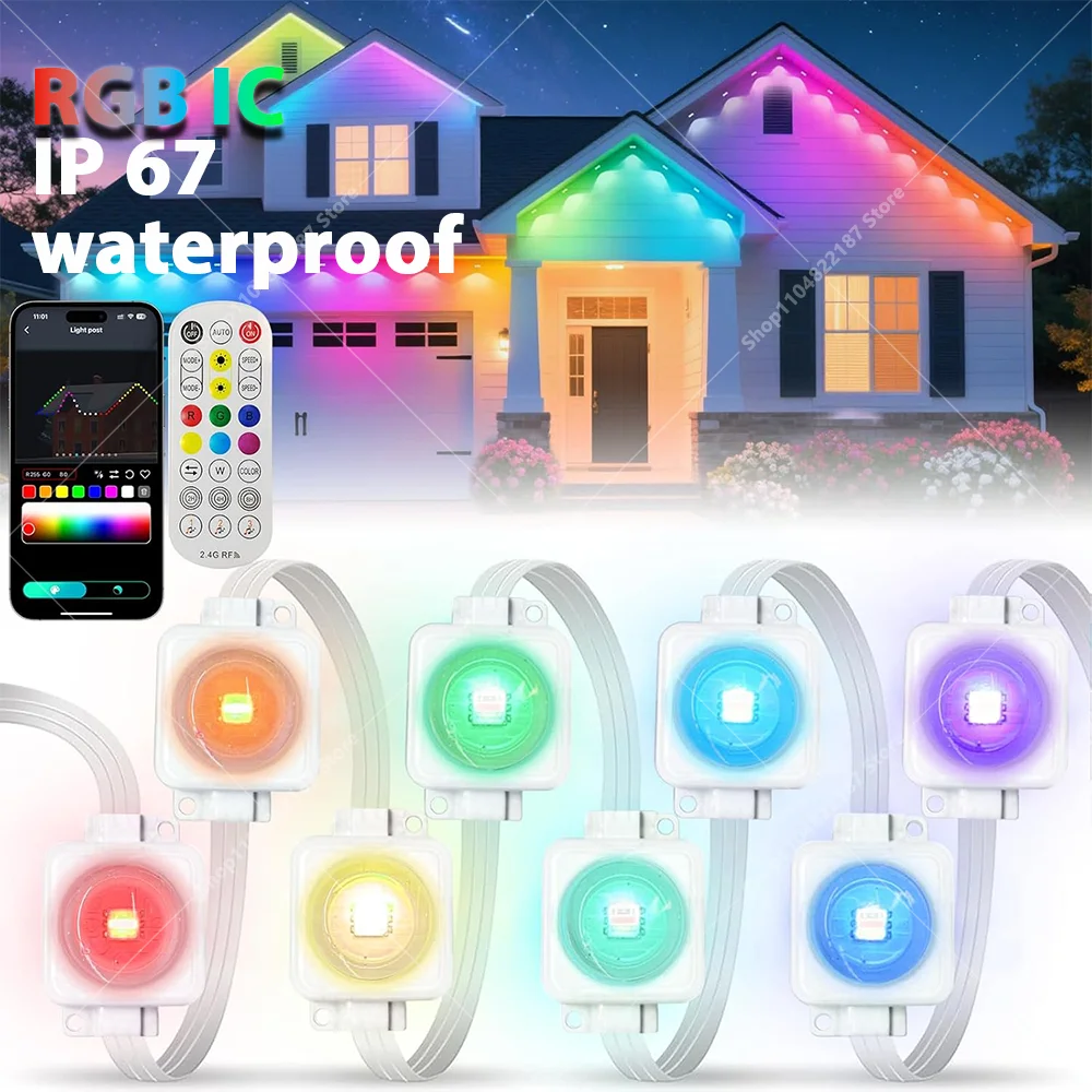

Permanent Outdoor LED Eave Lights 300FT 180LEDs RGB IC Eave Light Strip With Remote/APP for Christmas New Year Roof String Light