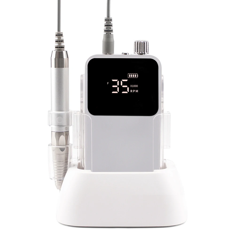 Rechargeable Desktop Nail Drill Machine With Base 35000RPM Manicure Electric Nail File Pedicure Cordless Manicure Pedicure Tool