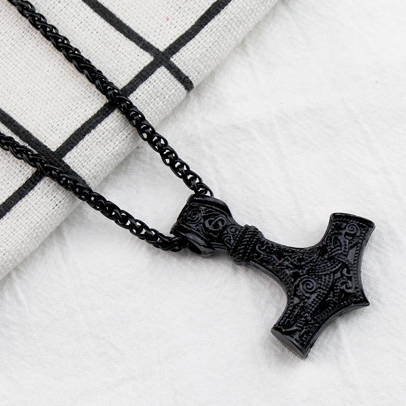نورس الفايكنج ثور المطرقة Mjolnir الاسكندنافية رون تميمة قلادة سبيكة سلسلة Vegvisir مرساة قلادة الذكور المجوهرات