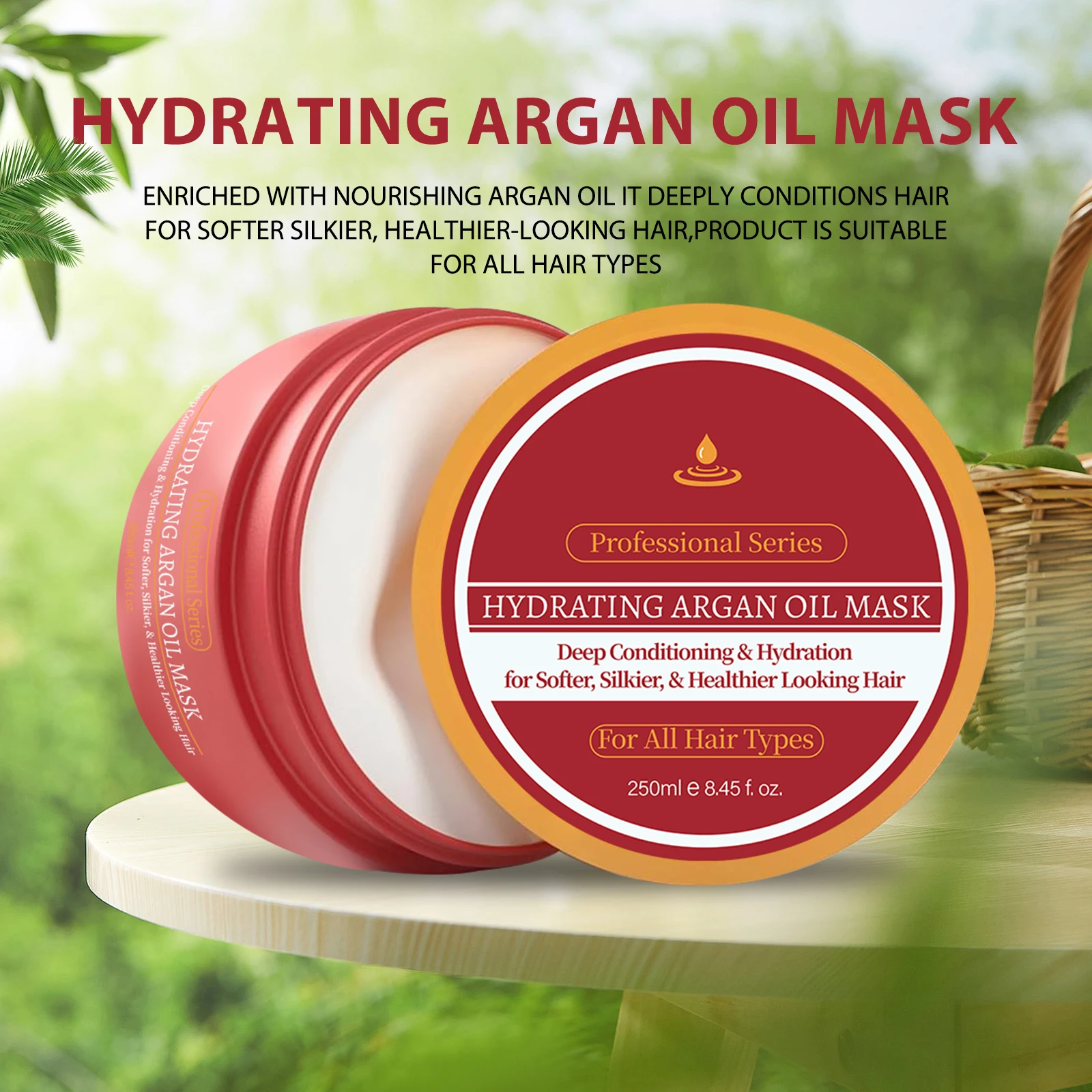 

250 мл увлажняющая маска для волос с аргановым маслом, глубокий кондиционер, уход за всеми типами волос, смягчает и укрепляет сухие или поврежденные волосы.