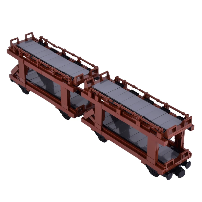MOC Stadt Kreative Auto Fahrzeug Transporter Auto Träger Zug Schiene Bausteine Ziegel DIY Technische Spielzeug für kinder geschenke