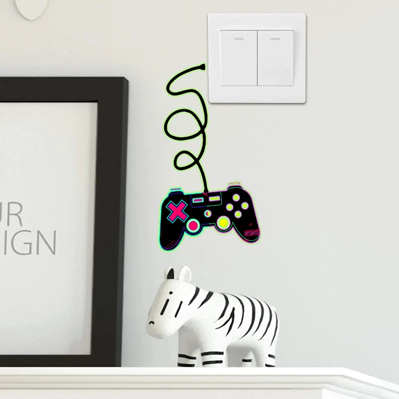 Luminous Game Gamepad Vinyl Wall Art Switch Stickers Glow in the Dark for Home Kids Bedroom Gaming Room Gamer Zone Decorations