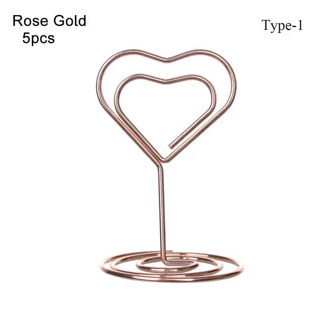 

Fashion Desktop Decoration Heart Shape Paper Clamp Wedding Supplies Photos Clips Table Numbers Holder Place Card Clamps Stand