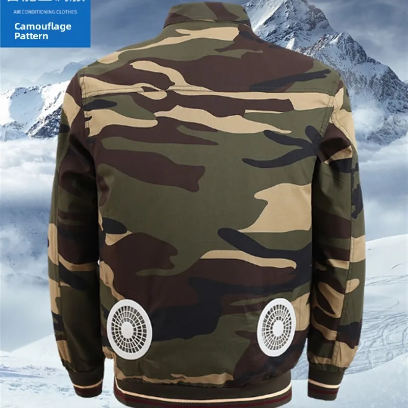 

Новая летняя мужская модная рубашка-футболка из чистого хлопка с вентилятором для кондиционирования воздуха, цельный рабочий костюм для фермерских работ, 2017 год