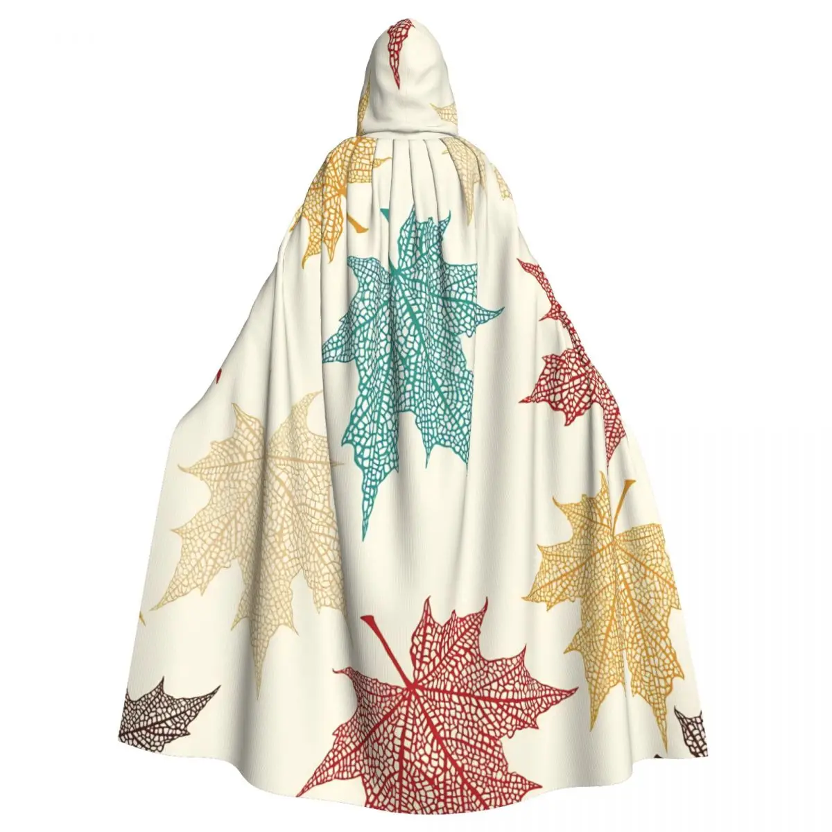 Maple Fallen Leaves Hooded Cloak Colorful Aldult Cape Cosplay Costume Party Accessory