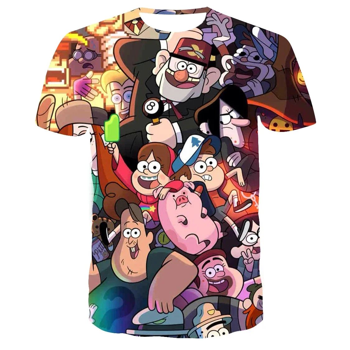 Gravity Falls Boys Girls T-shirt Disney Men's T-shirt 3D Printing Cartoon Short Sleeve MINISO Men's T-shirt New Men's Clothing