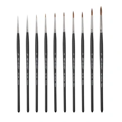 ArtSecret 10pcs Set Fine Pointed Liner Longliner Detail Painting Brushes Watercolor Acylic Paint