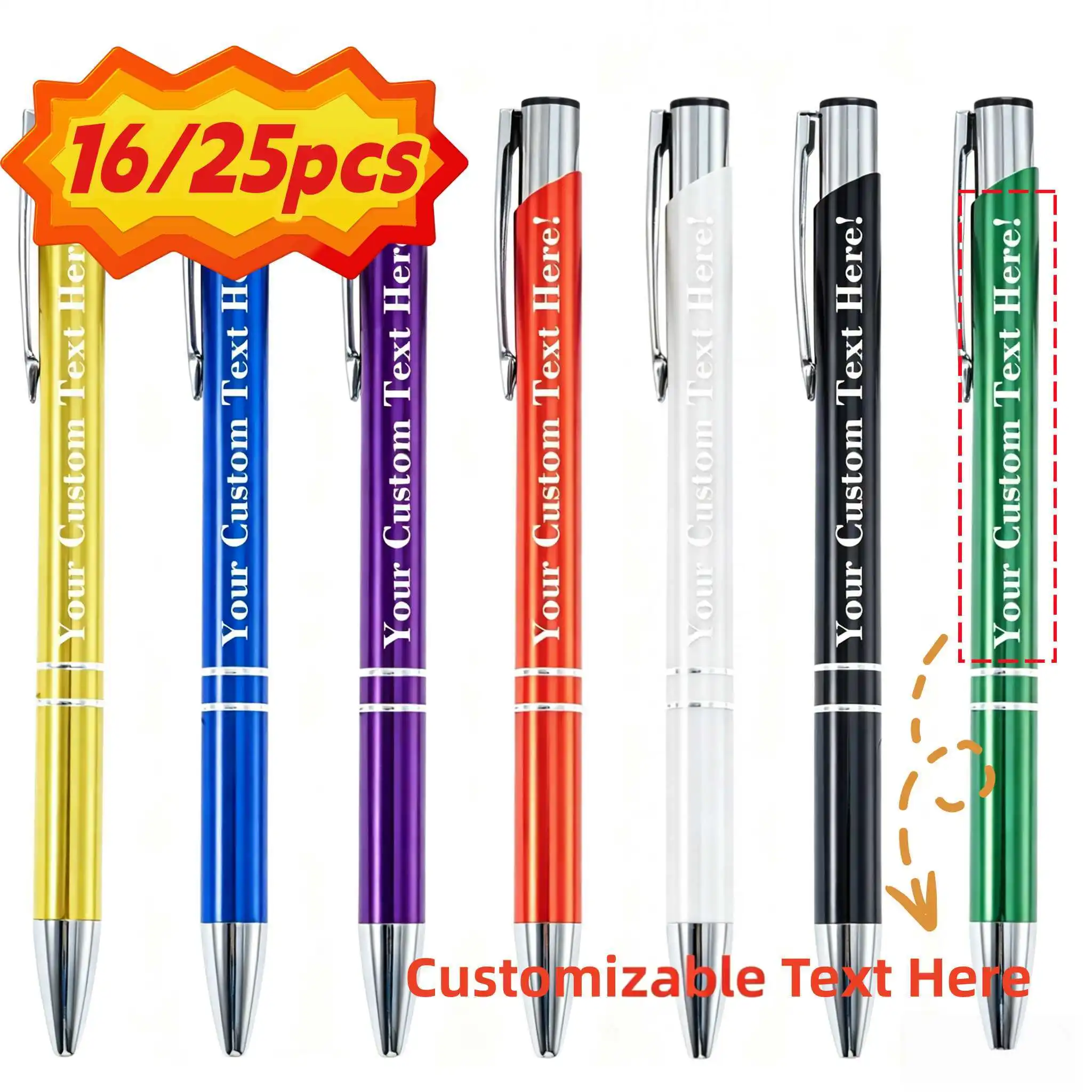 

16/25PCS Customizable Ballpoint Pens Personalized Engraved Metal Pens for Wedding Favors And Corporate School Business Gifts
