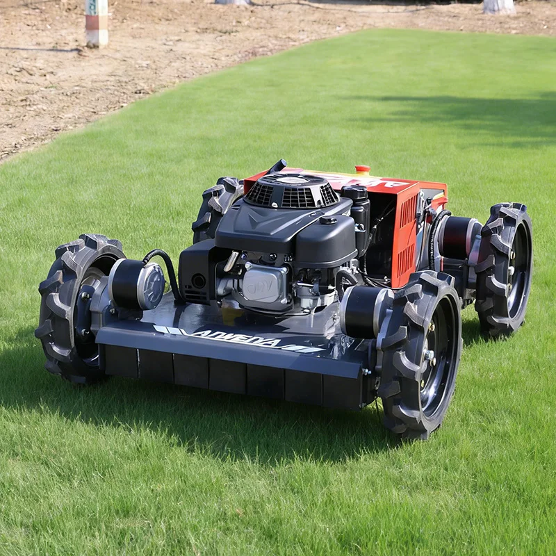 

Customized Wholesale RC Lawn Mower Slope Track All-Terrain Remote-Control Agricultural Lawn Mower Robot